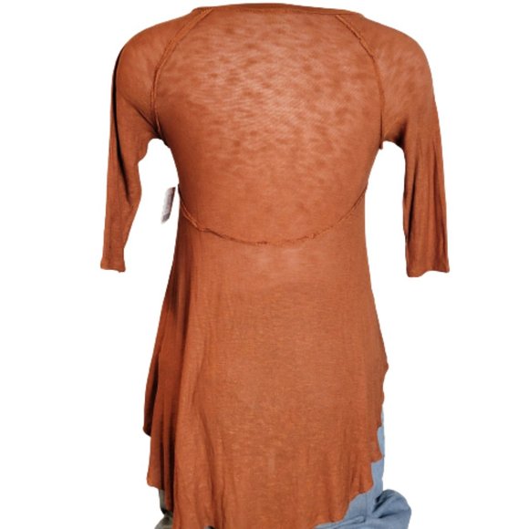 Intimately Free People L/S  Rayon Mesh Knit Tunic Top Size S/P Rust Color - Picture 4 of 10